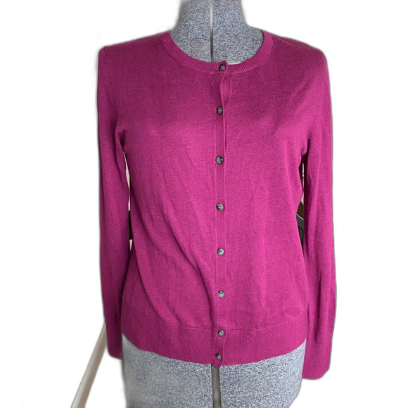 Ann Taylor Loft Classic Button Down Wool Viscose Blend Sweater Cardigan Womens M - Picture 1 of 4